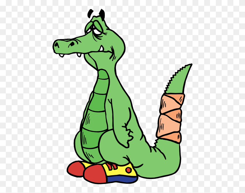 480x601 Alligator With A Broken Tail Clip Arts Download - Cartoon Alligator Clipart