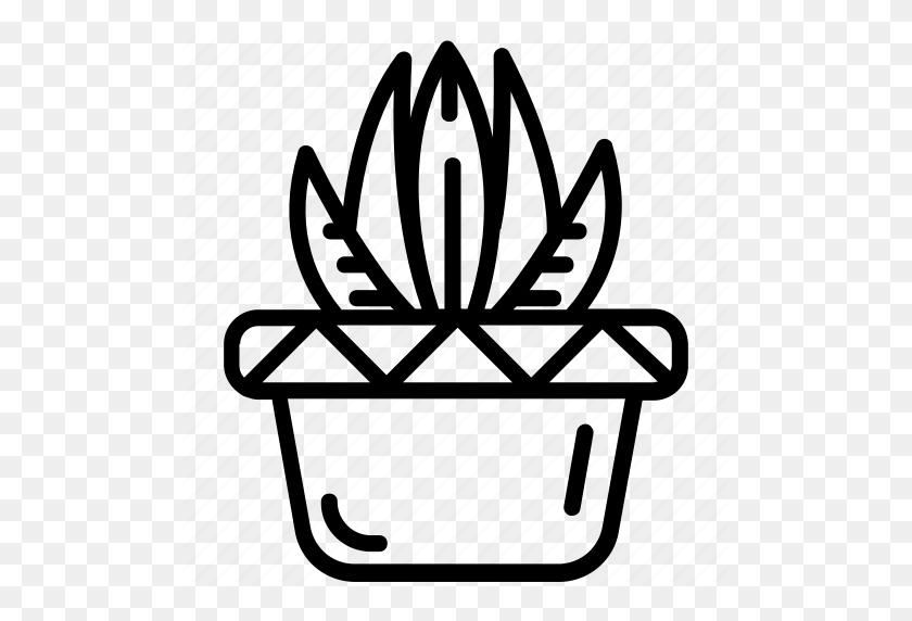 Aloe Vera, Cactus, Nature, Pot Plant, Succulent Icon - Succulent Clipart Black And White