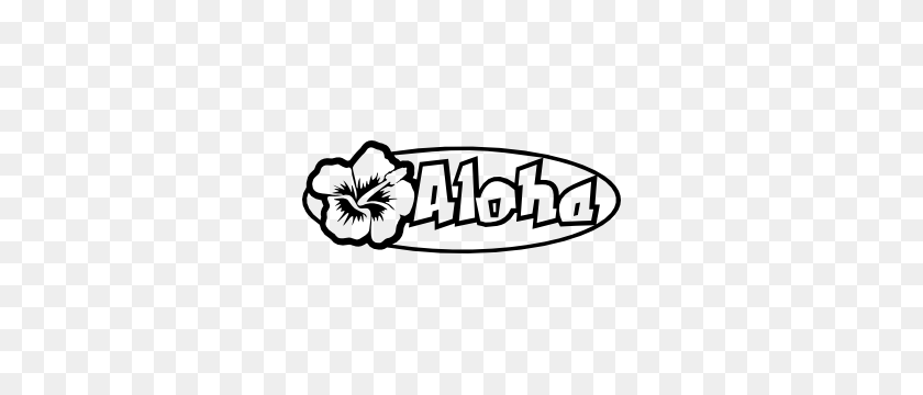 300x300 Aloha Con Etiqueta Engomada De La Flor De Hibisco - Clipart De Flor De Hibisco Blanco Y Negro