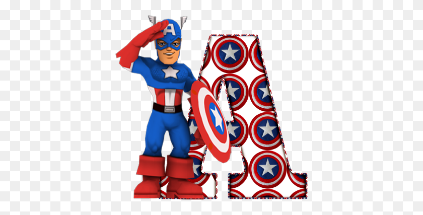 382x367 Alfabeto Capitán América Superhéroe Tema - Capitán América Png