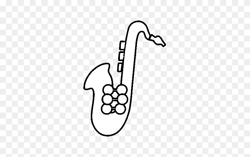 600x470 Página Para Colorear De Saxofón Alto - Imágenes Prediseñadas De Saxofón En Blanco Y Negro