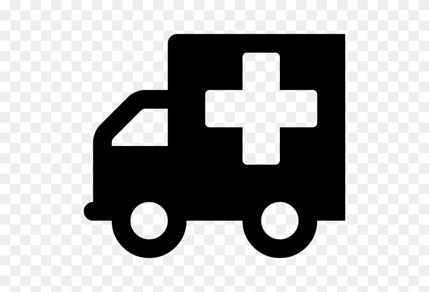 512x512 Ambulance, Vehicle, Automobile, Medical, Healthcare And Medical - Ambulance Clipart Black And White