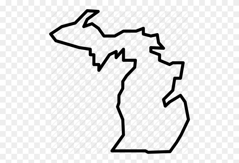 496x512 America, Detroit, Federal, Map, Michigan, Republic, State Icon - Michigan Outline PNG