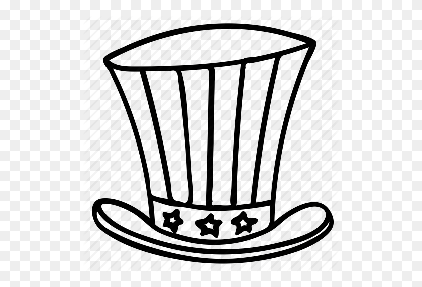 512x512 America, Flag, Hat, Patriot, Tophat, Usa Icon - American Flag Black And White Clipart