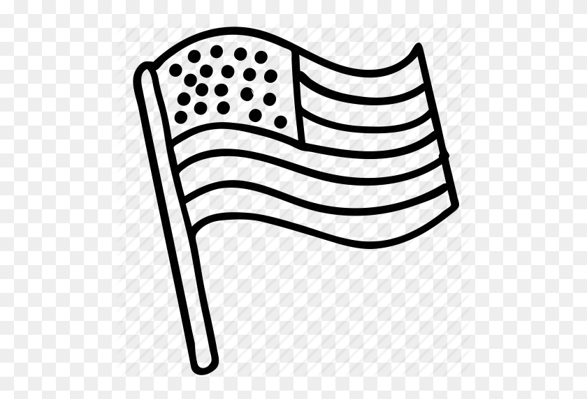 512x512 Америка, Флаг, Патриот, Значок Сша - Американский Флаг Черно-Белый Клипарт