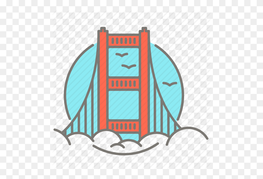 512x512 America, Golden Gate Bridge, San Francisco, Tourist Icon - Golden Gate Bridge PNG