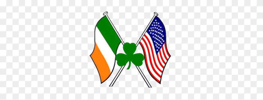300x261 American Flag And Irish Shamrock Free Images - United States Of America Clipart