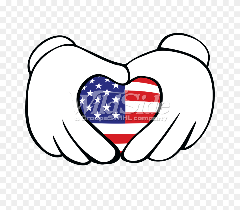 675x675 Bandera Americana De Dibujos Animados De Las Manos - Corazón De Dibujos Animados Png