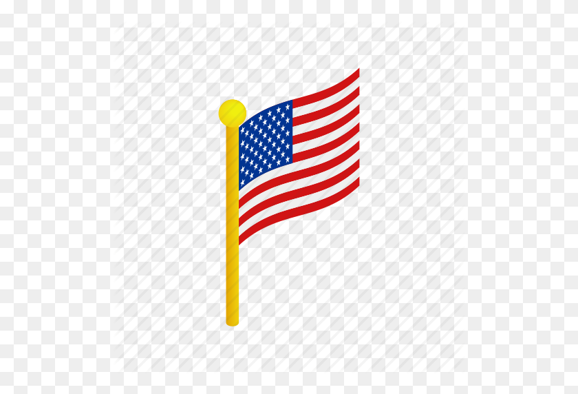 512x512 Estadounidense, Bandera, Independencia, Isométrica, Julio, Polo, Icono De Estados Unidos - Bandera Estadounidense En El Poste Png