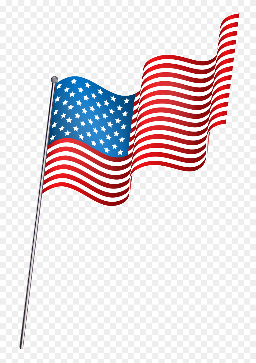 5510x8000 American Flag Pole Png, Waving American Flag - Flagpole PNG