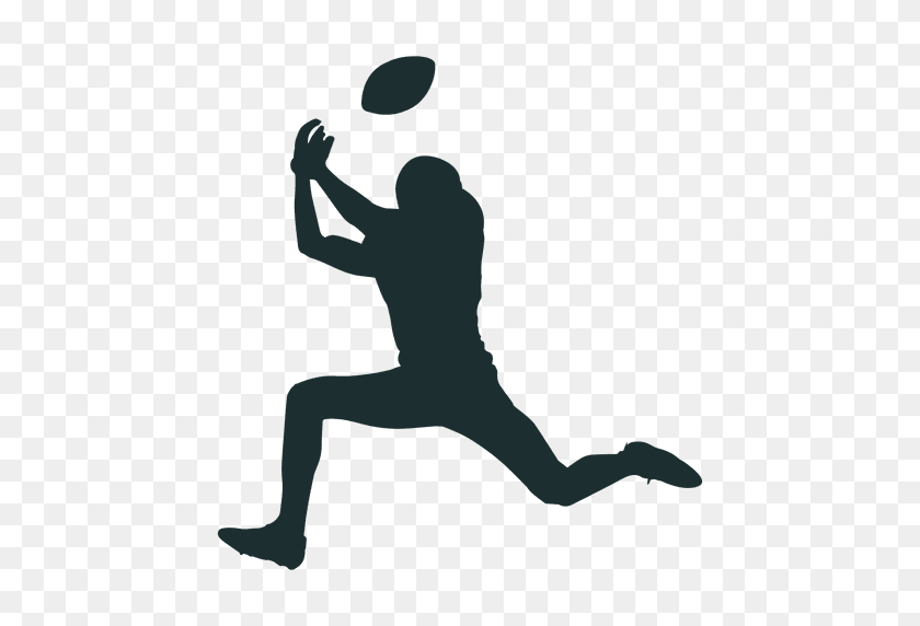 512x512 American Football Player Catching Silhouette - Football Player PNG