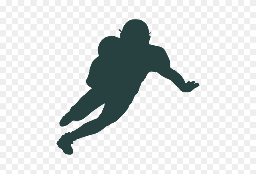 512x512 American Football Player Rushing Silhouette - Football Silhouette PNG