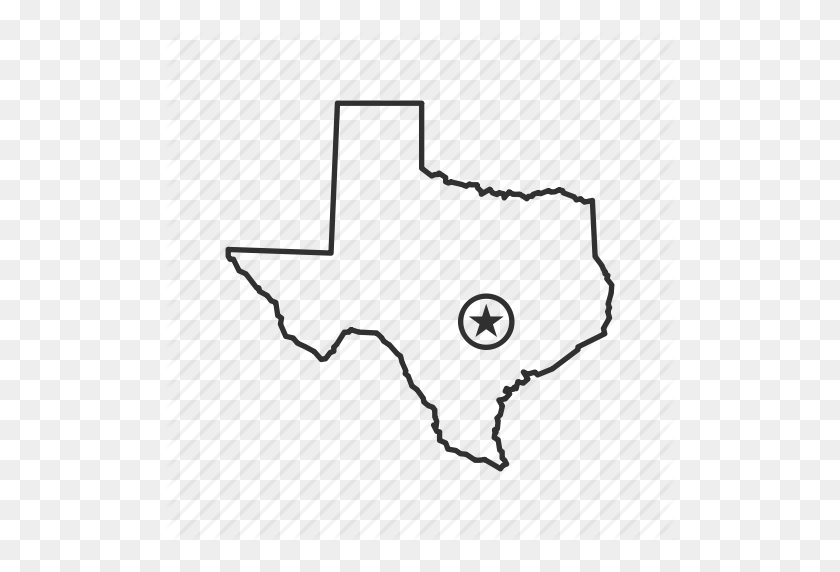 512x512 American State, Austin, Capital, Geography, Map, State, Texas Icon - Texas Outline PNG
