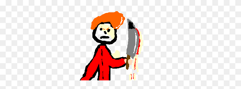 300x250 An Angry Ginger Holding A Bloody Knife Drawing - Bloody Knife Clipart