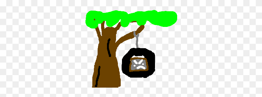 300x250 An Angry Tv Is Stuck In A Tire Swing - Tire Swing Clipart