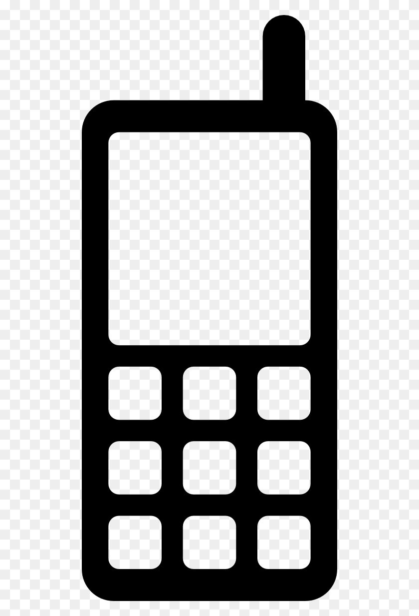 512x1173 Аналоговый Мобильный Телефон - Черно-Белый Клипарт