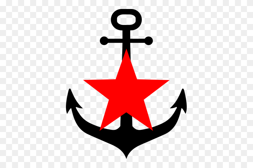401x500 Anchor And Red Star - Red Anchor Clip Art