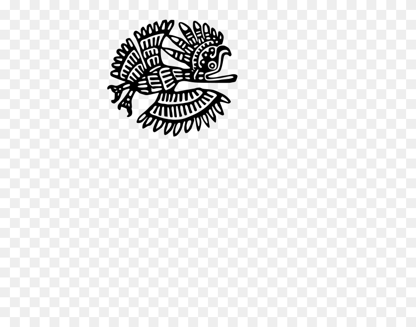 424x600 Мотив Древней Мексики - Мексиканский Флаг, Черно-Белый Клипарт