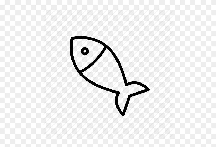 512x512 And, Cooked Fish, Fish, Food, Kitchen, Meal, Outline, Sea Food Icon - Fish Outline PNG