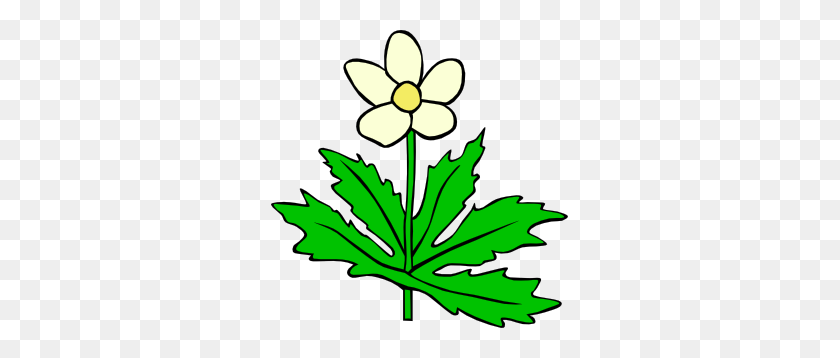 297x298 Anemone Canadensis Flower Clip Art - Flower With Leaves Clipart