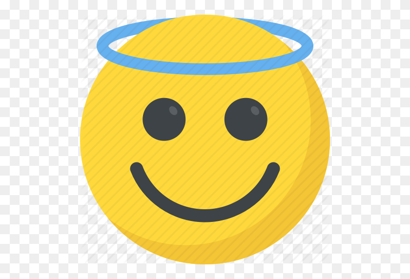 512x512 Angel Emoji, Emoji, Emoticon, Halo Emoji, Smiling Face Icon - Happy Face Emoji PNG