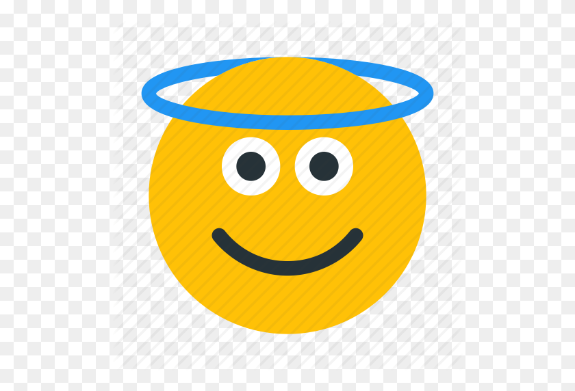 512x512 Angel, Emoji, Emoticon, Emotion, Face, Holy, Smiley Icon - Angel Emoji PNG