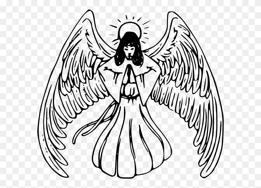 600x545 Angel Praying Tattoo Png, Clip Art For Web - Praying For You Clipart