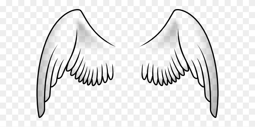 600x361 Крылья Ангела И Гало Картинки Черно-Белое Изображение - Клипарт Изображения Крылья Ангела