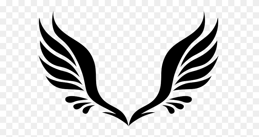 600x386 Angel Wings Clip Art - Comet Clipart Black And White