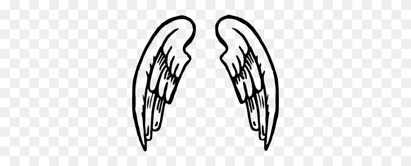 300x280 Angel Wings Tattoo Clip Art - Wing Clipart Black And White