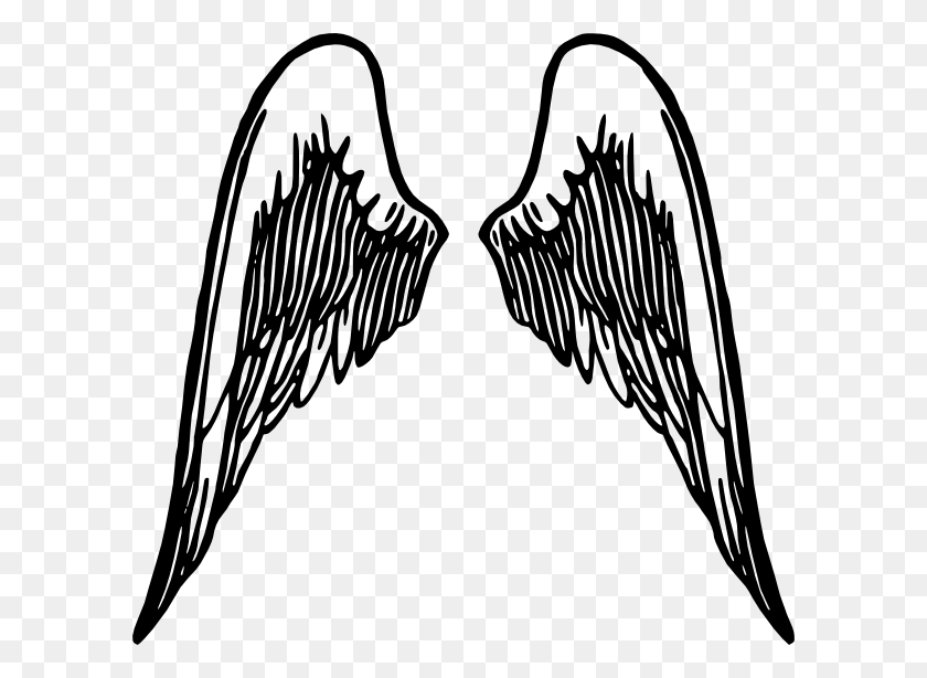 600x554 Крылья Ангела Тату Картинки - Сказочный Клипарт Черный И Белый