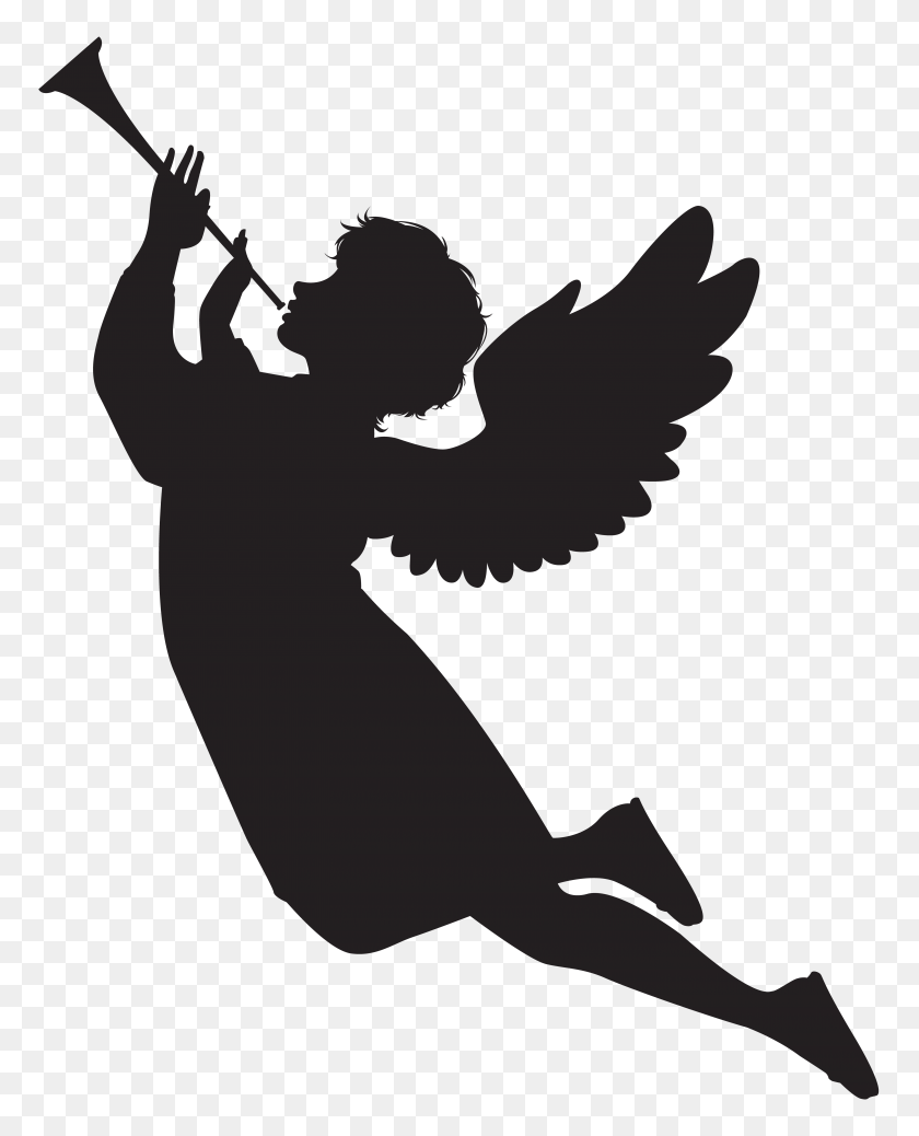 5581x7000 Angel With Fanfare Silhouette Png Clip Art Gallery - Silhouette Clip Art