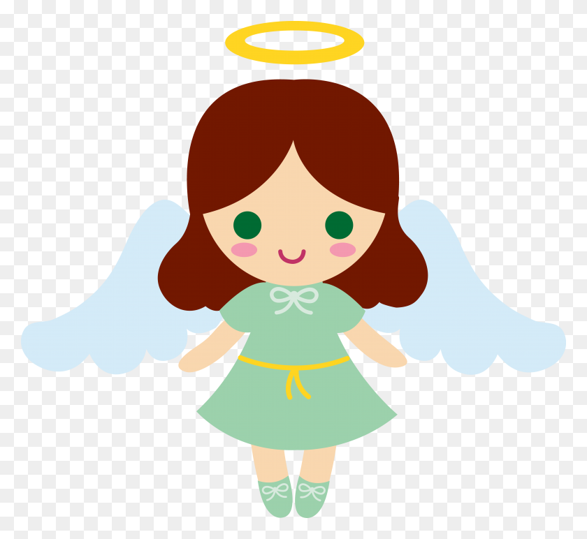 5999x5483 Angelgirl Cartoons Little Brunette Angel Girl Baby Items - Brunette Girl Clipart