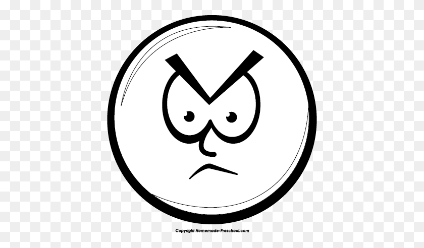 416x432 Anger Clipart Black And White - Funny Face Clipart Black And White