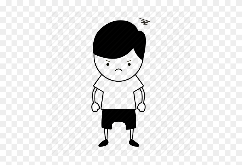 512x512 Angry, Boy, Guy, Human, Kid, Sketch Icon - Angry Kid PNG