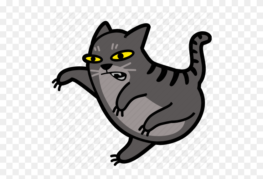 512x512 Angry, Carate, Cat, Fight, Jump, Karate, Leap Icon - Angry Cat PNG