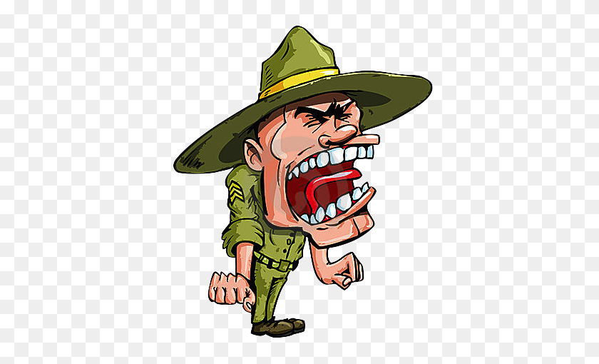 400x450 Angry Cartoon Drill Sergeant - Drill Sergeant Clipart