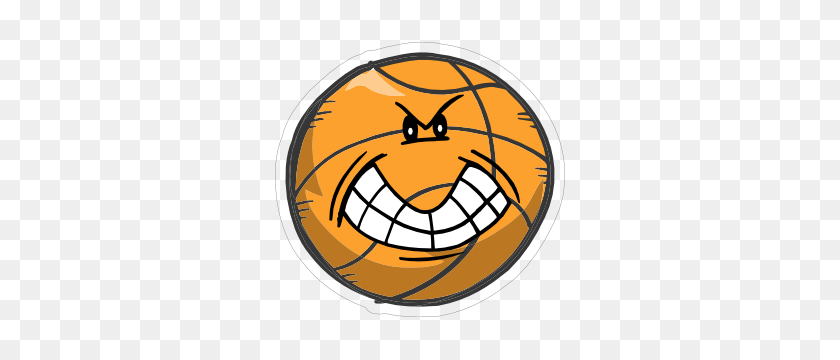 300x300 Angry Emoji Basketball Sticker - Basketball Emoji PNG
