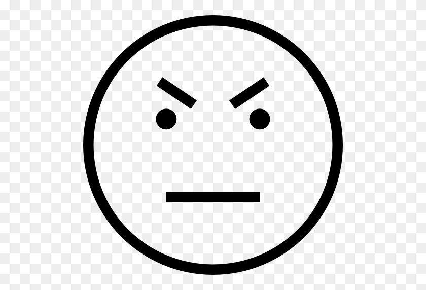 512x512 Angry Face Emoticon Outline - Anger PNG