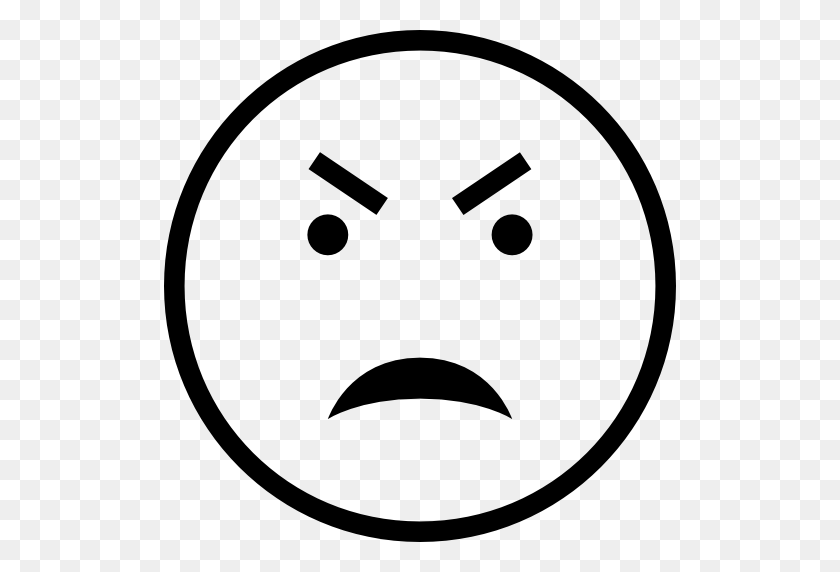 512x512 Angry Face Outlined Emoticon Symbol - Angry Emoji PNG