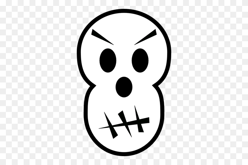 320x500 Angry Halloween Skull Vector Clip Art - Skull Black And White Clipart
