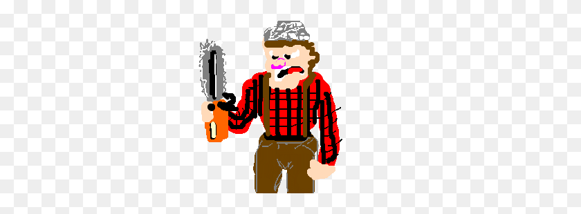300x250 Angry Lumberjack With Tinfoil Hat And Chainsaw Drawing - Tinfoil Hat PNG
