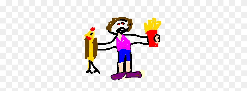 300x250 Angry Man Holding Chicken Sandwich And Fries - Angry Man PNG