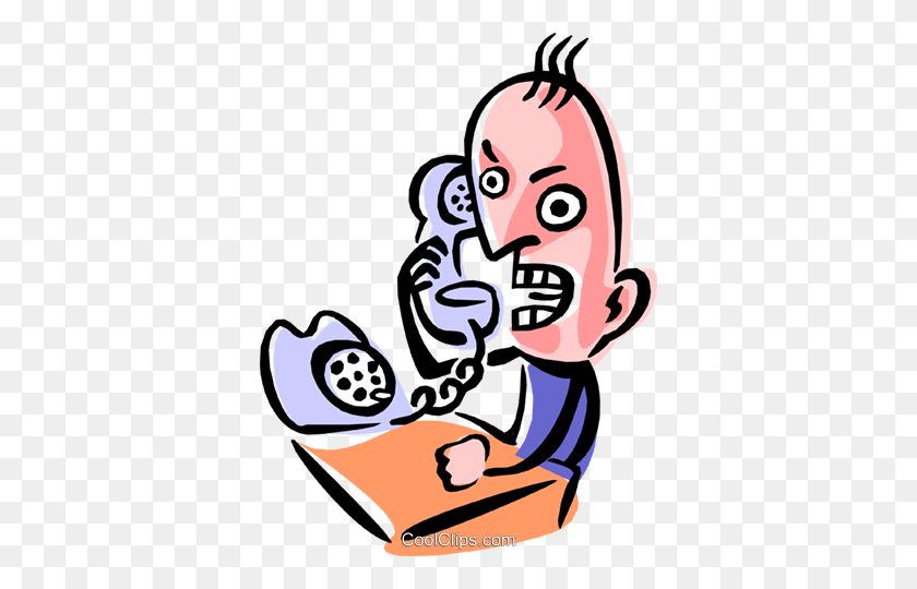 364x480 Angry Man On Phone Royalty Free Vector Clip Art Illustration - People Arguing Clipart