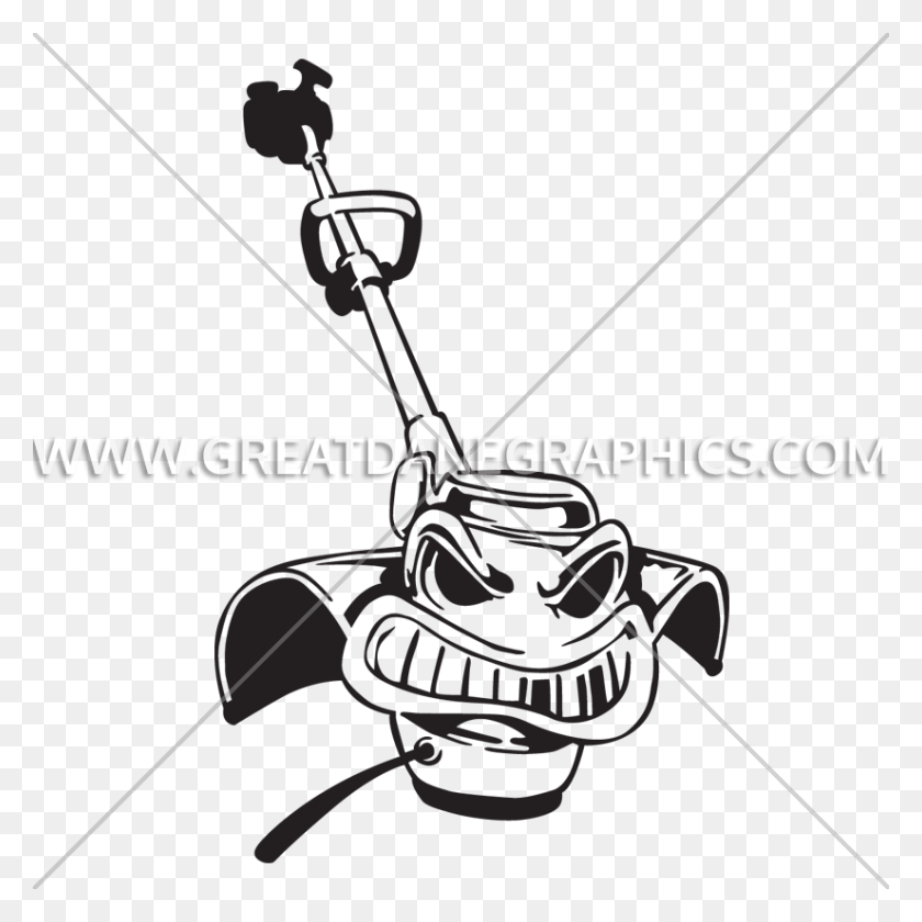 825x825 Angry Weed Eater Production Ready Artwork For T Shirt Printing - Lawn Mower Clipart Black And White