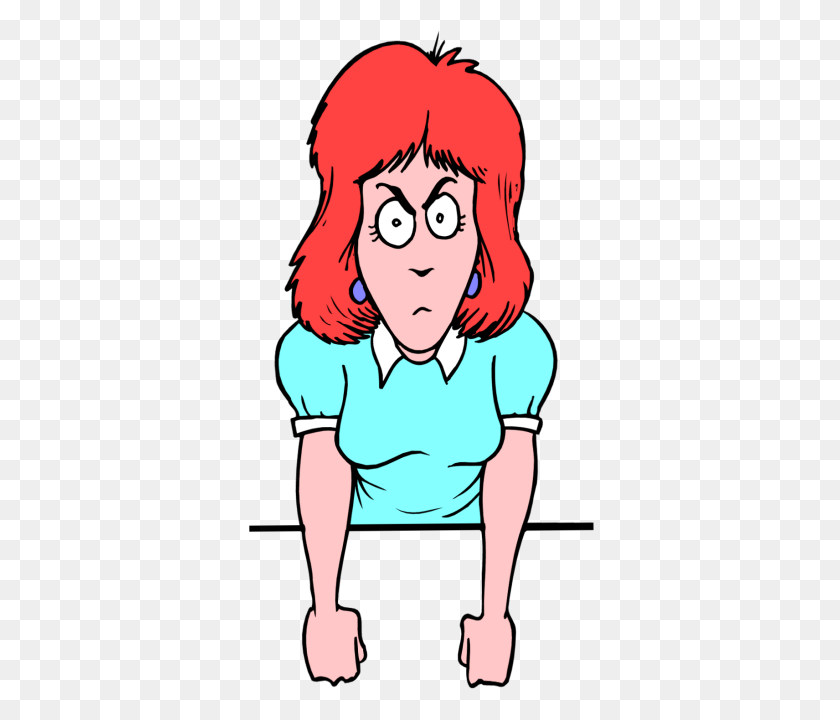 350x660 Angry Woman Cartoon - Mean Eyes Clipart
