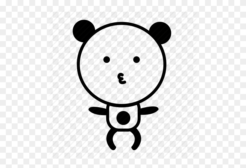 512x512 Animal, Black And White, Crazy, Cute, Emoji, Panda Icon - Emoji Black And White Clipart