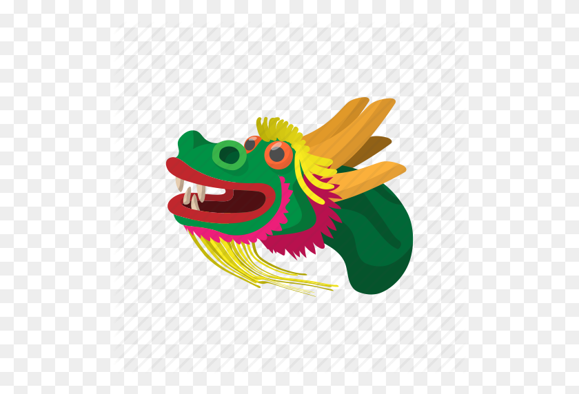 512x512 Animal, Dibujos Animados, China, Dragón, Cabeza, Mascota, Tatuaje Icono - Cabeza De Dragón Png