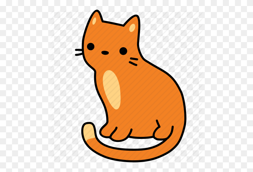 512x512 Animal, Cat, Feline, Ginger, Orange, Pet, Sit Icon - Orange Cat PNG