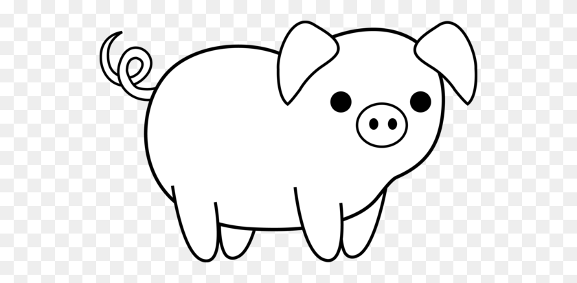 550x352 Animal Clipart With Transparent Background Blsck And White - Pig Clipart Black And White